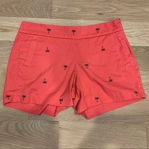 J.Crew side zip salmon shorts with fun palm tree print size 6